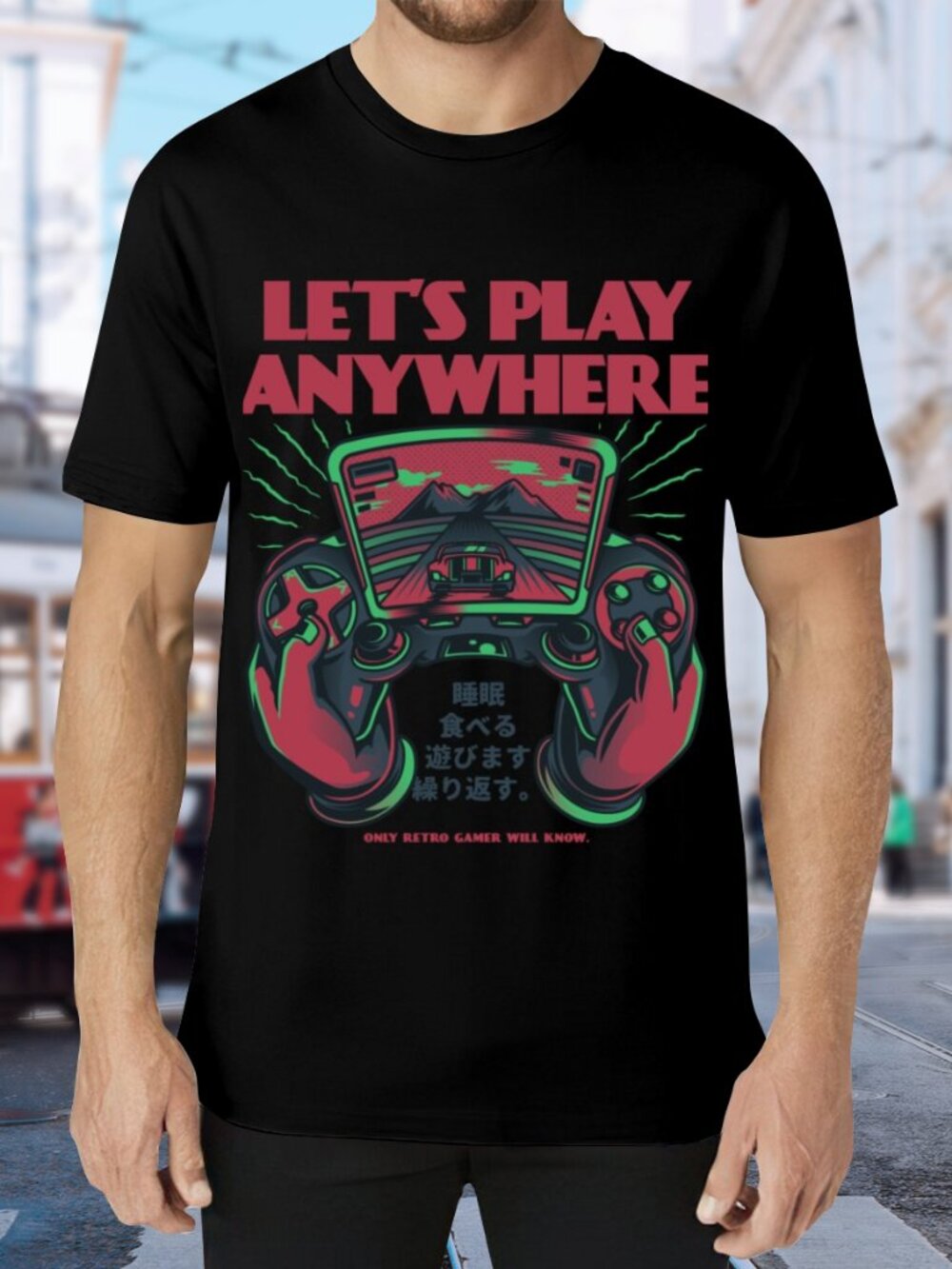 Let's Play Anywhere Graphic Tee - Black